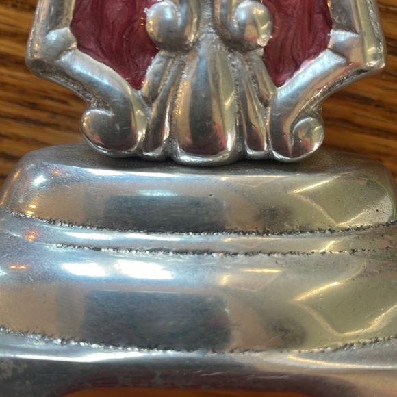 Cross shaped home decor.  Silver color with red. - Picture 12 of 16